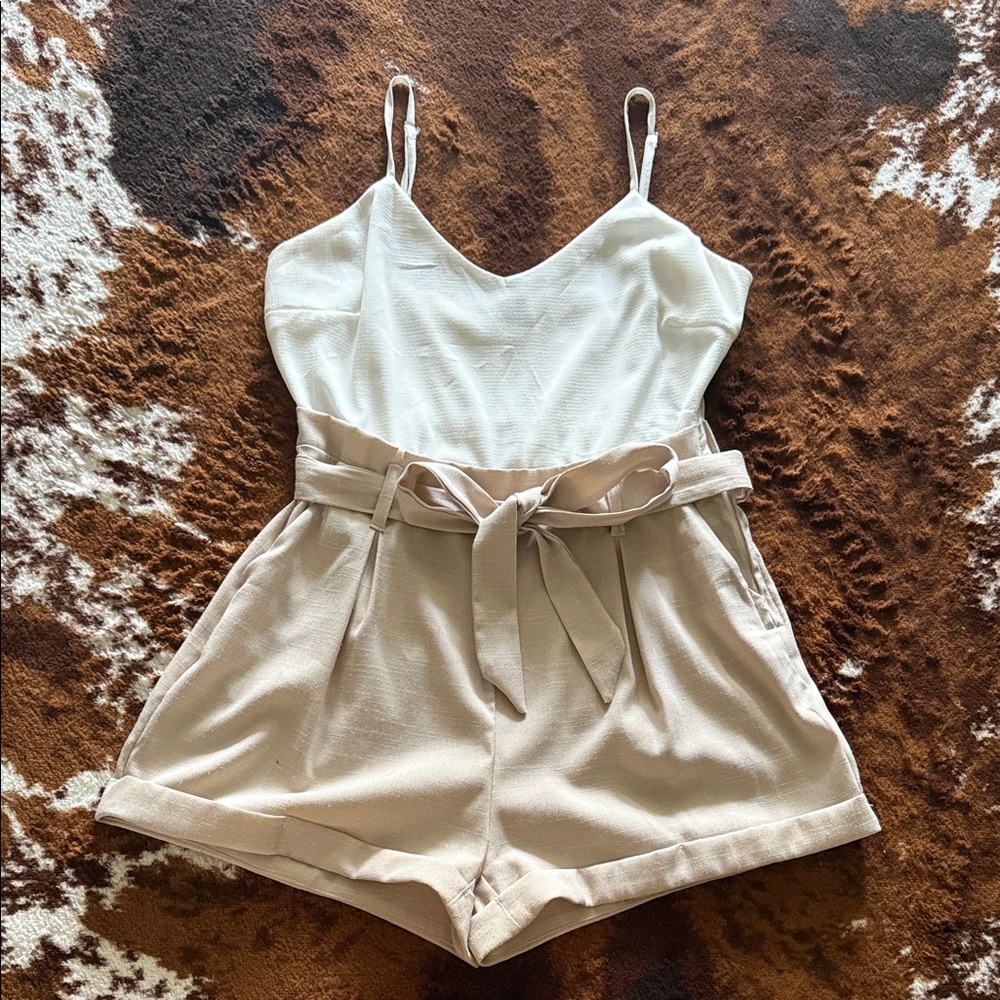 Windsor Cream and Tan Romper